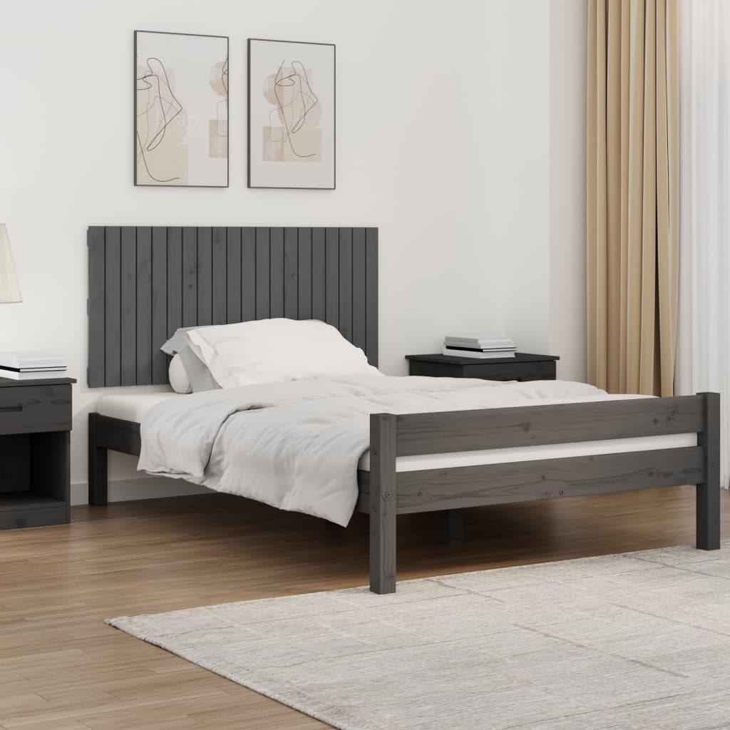 Wall Headboard Grey 127.5x3x60 cm Solid Wood Pine