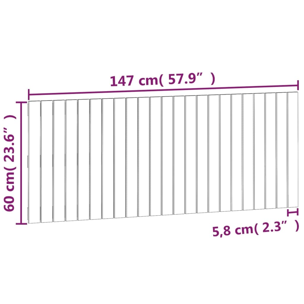 Wall Headboard Black 147x3x60 cm Solid Wood Pine