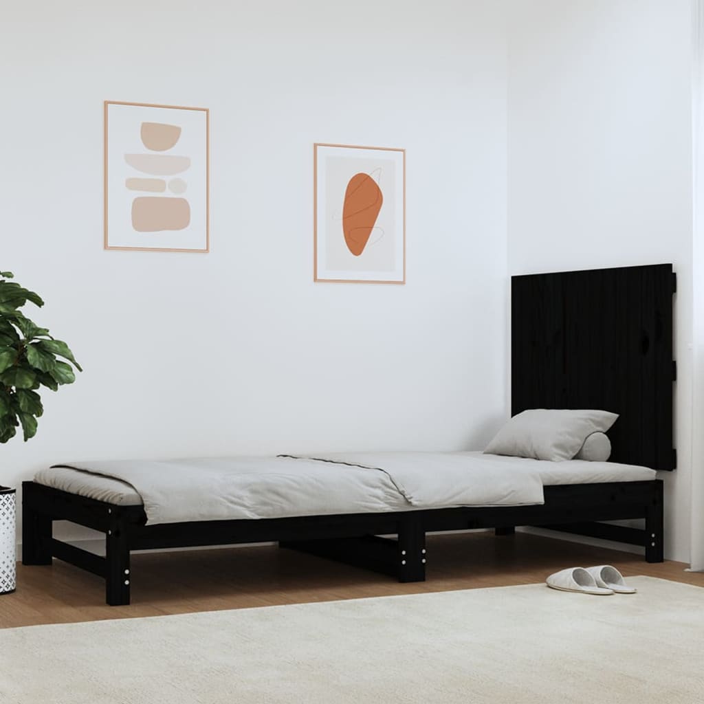Wall Headboard Black 82.5x3x60 cm Solid Wood Pine