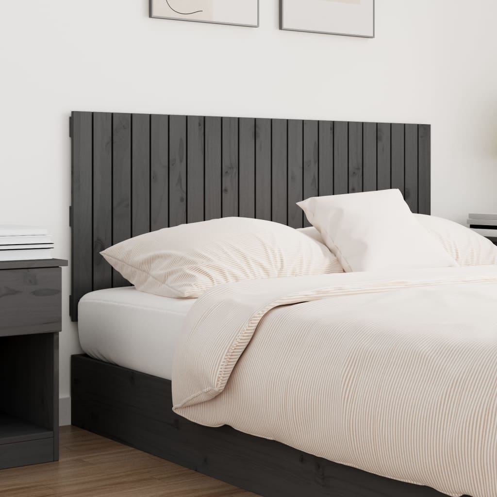 Wall Headboard Grey 140x3x60 cm Solid Wood Pine
