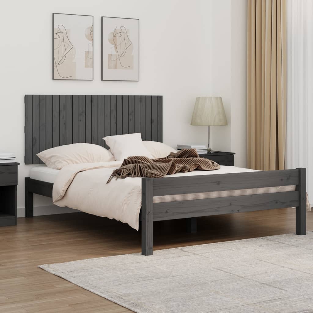 Wall Headboard Grey 140x3x60 cm Solid Wood Pine