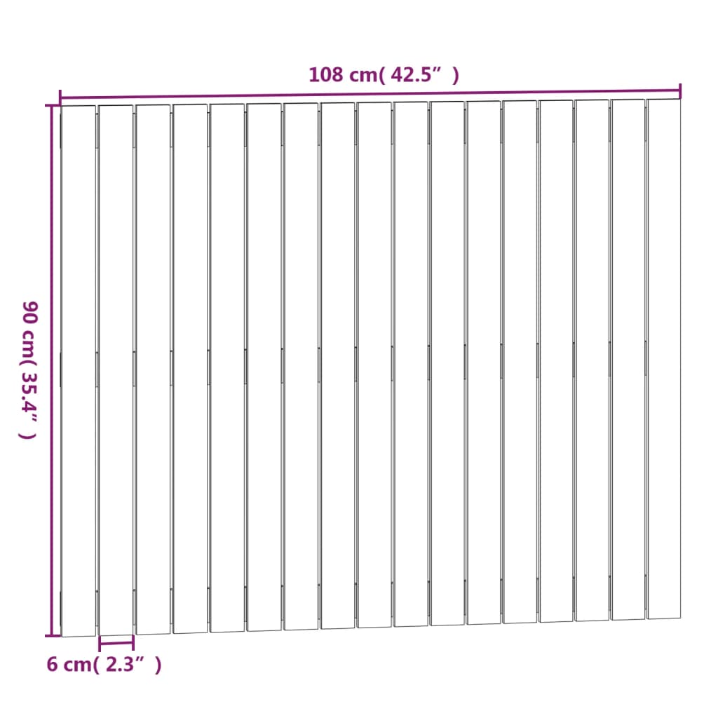 Wall Headboard White 108x3x90 cm Solid Wood Pine