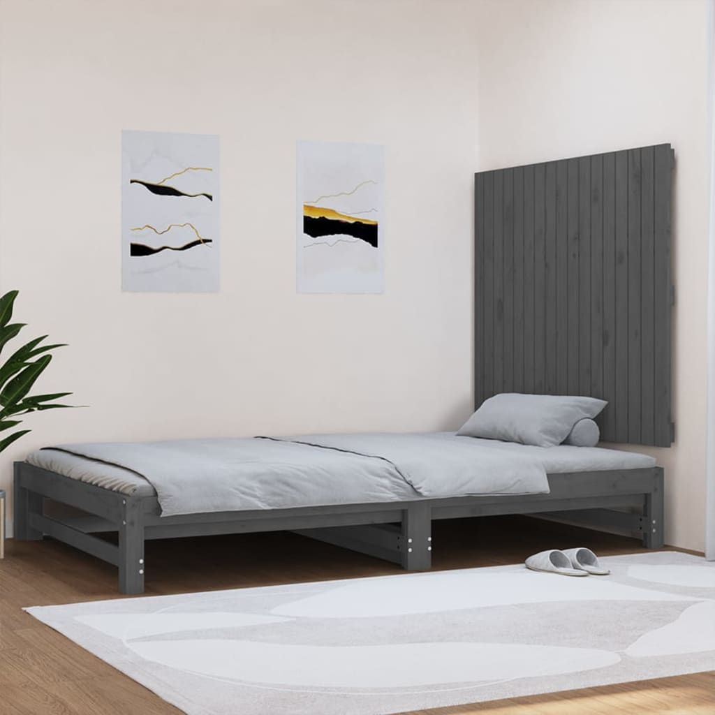 Wall Headboard Grey 108x3x90 cm Solid Wood Pine