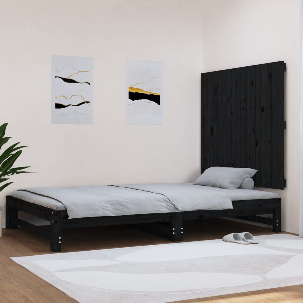 Wall Headboard Black 108x3x90 cm Solid Wood Pine