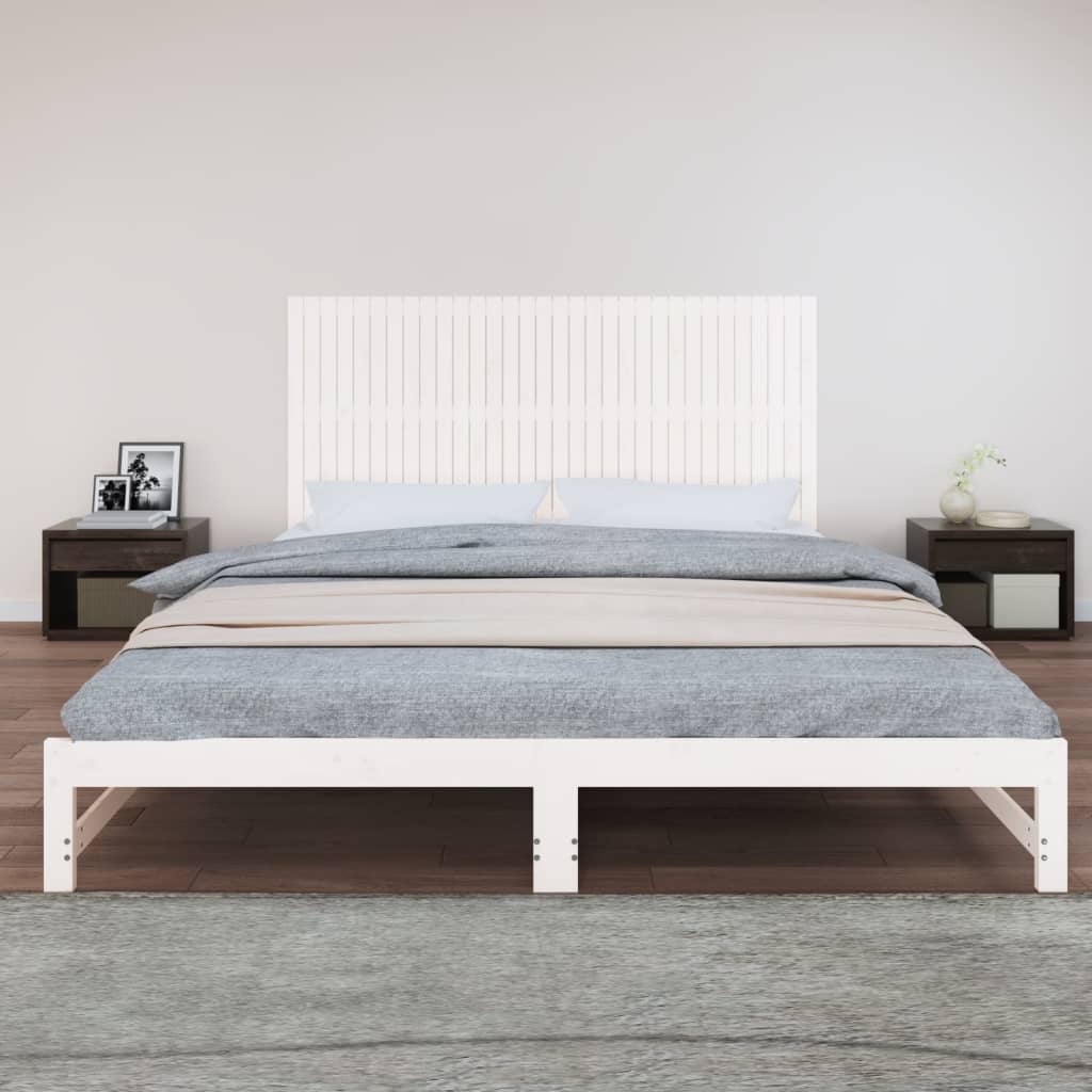 Wall Headboard White 204x3x90 cm Solid Wood Pine