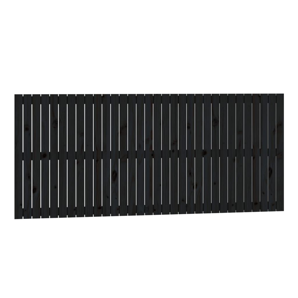 Wall Headboard Black 204x3x90 cm Solid Wood Pine