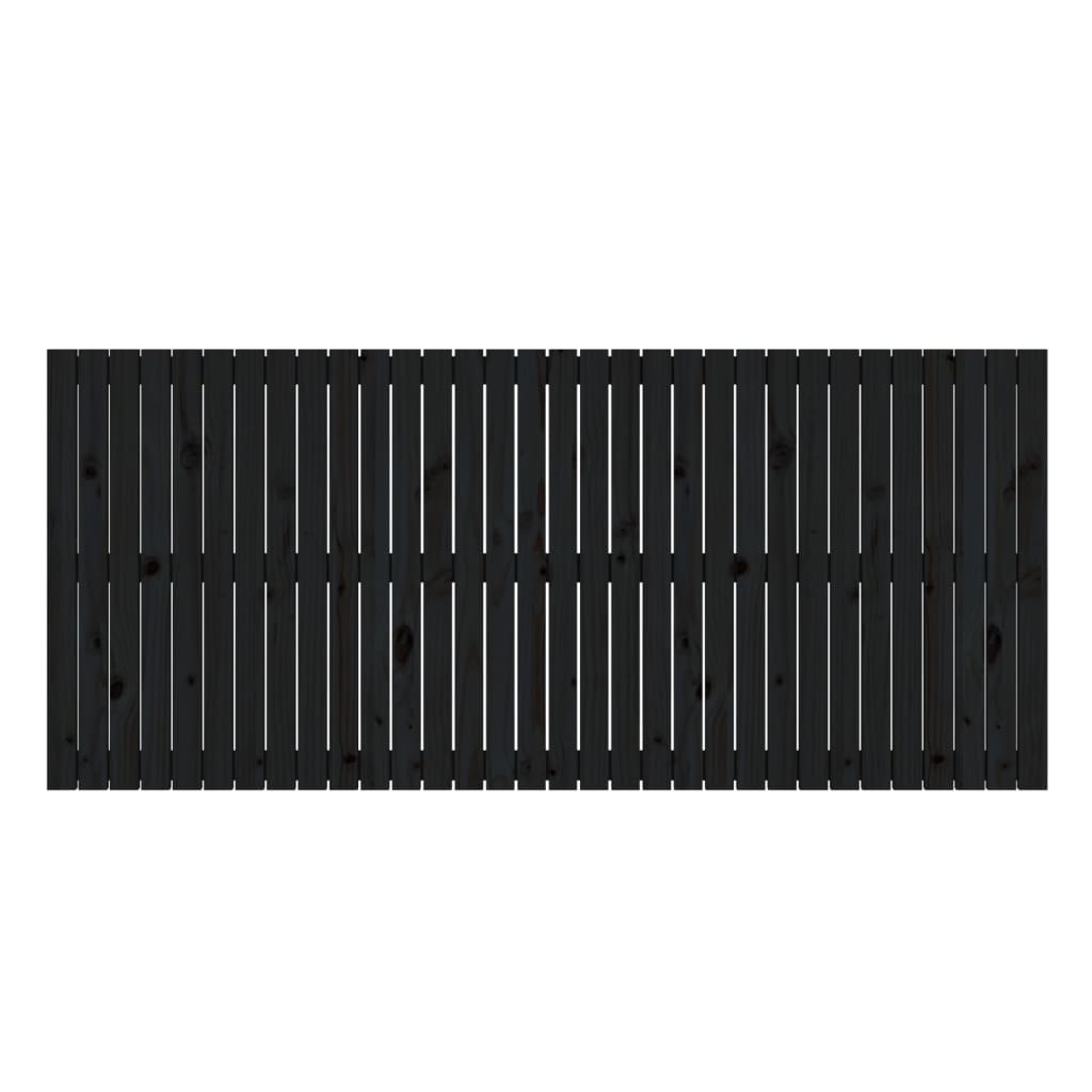 Wall Headboard Black 204x3x90 cm Solid Wood Pine