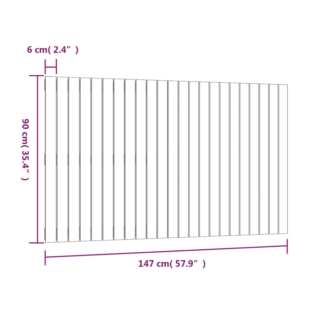 Wall Headboard Black 147x3x90 cm Solid Wood Pine