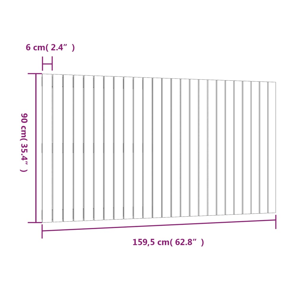 Wall Headboard Grey 159.5x3x90 cm Solid Wood Pine