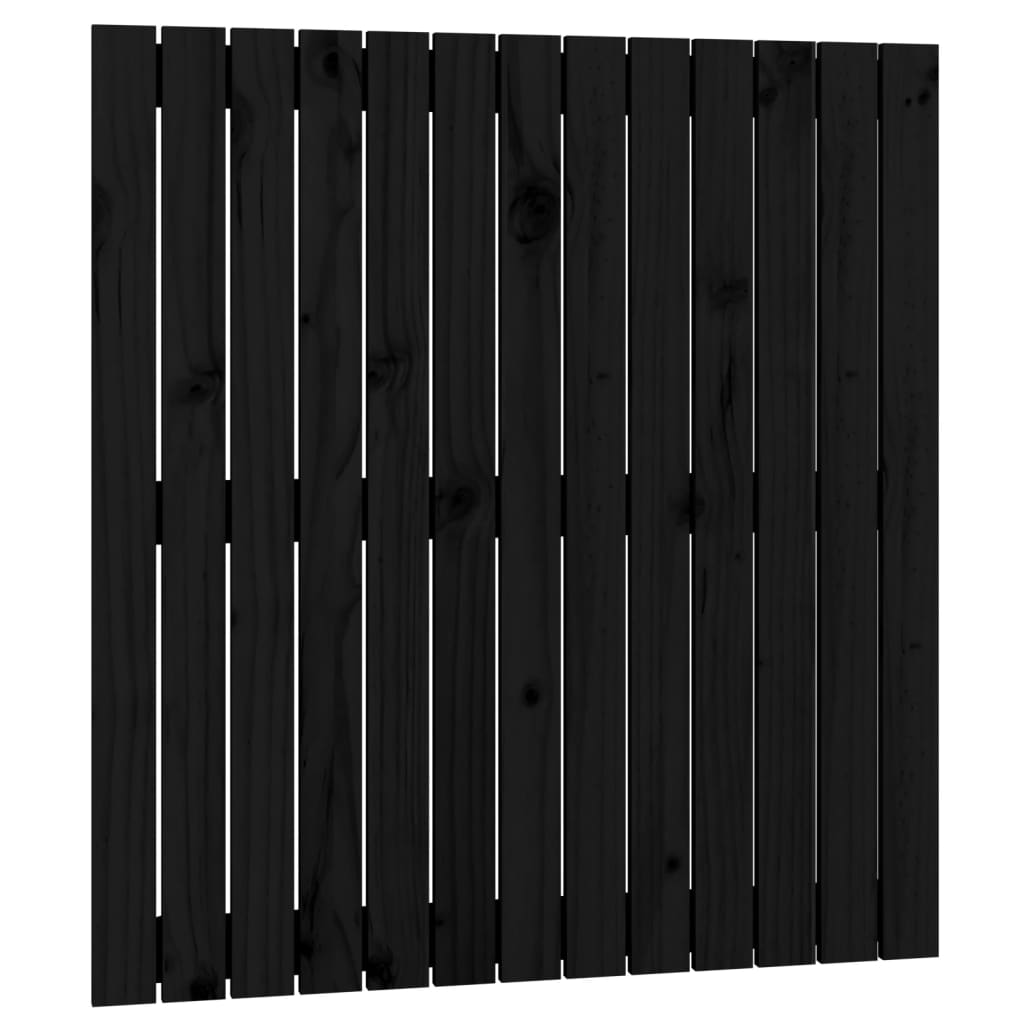 Wall Headboard Black 82.5x3x90 cm Solid Wood Pine