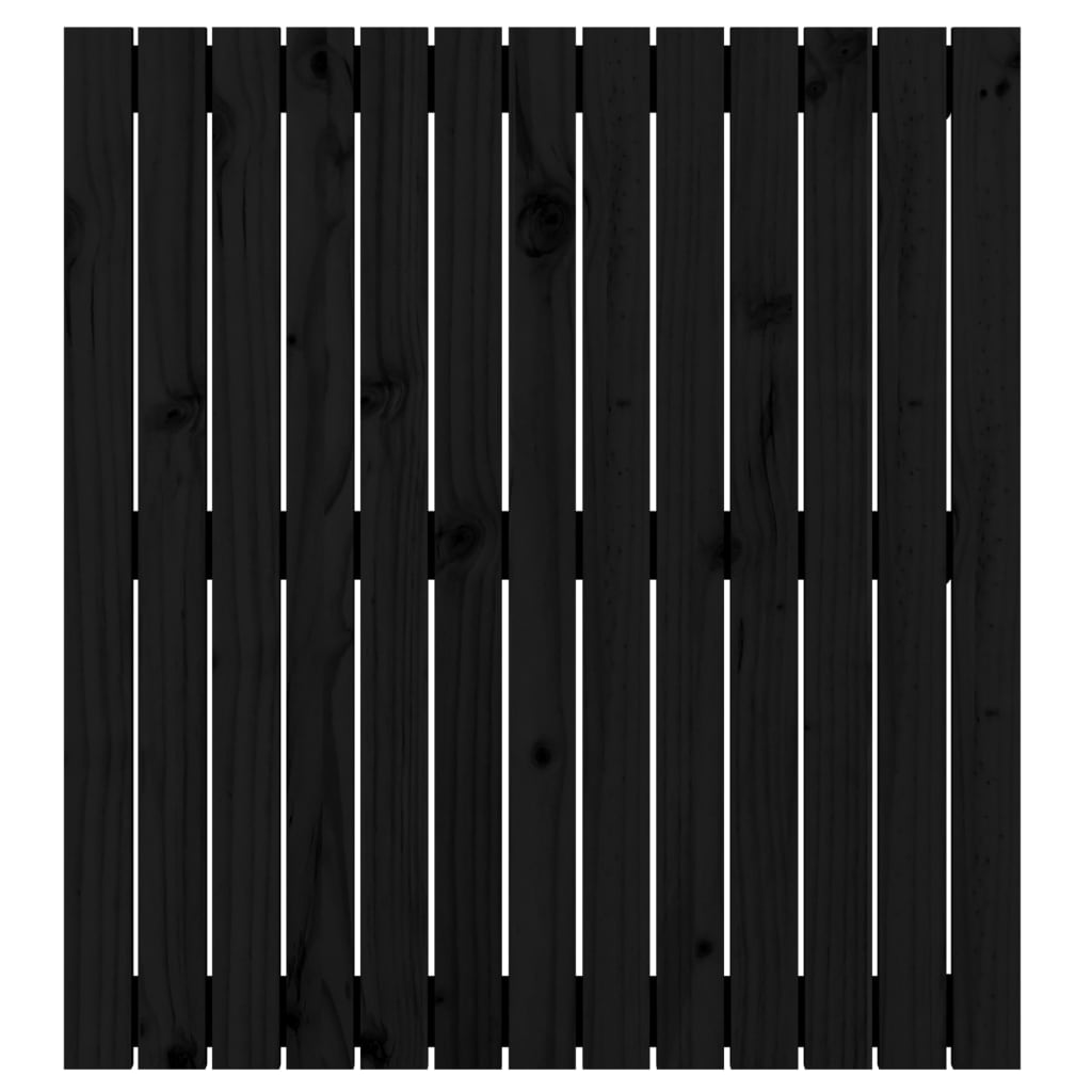 Wall Headboard Black 82.5x3x90 cm Solid Wood Pine