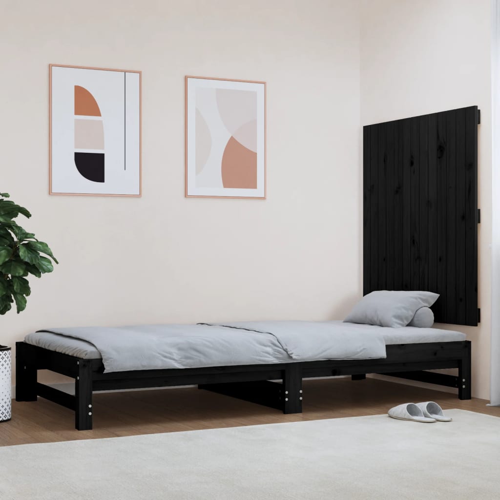 Wall Headboard Black 82.5x3x90 cm Solid Wood Pine