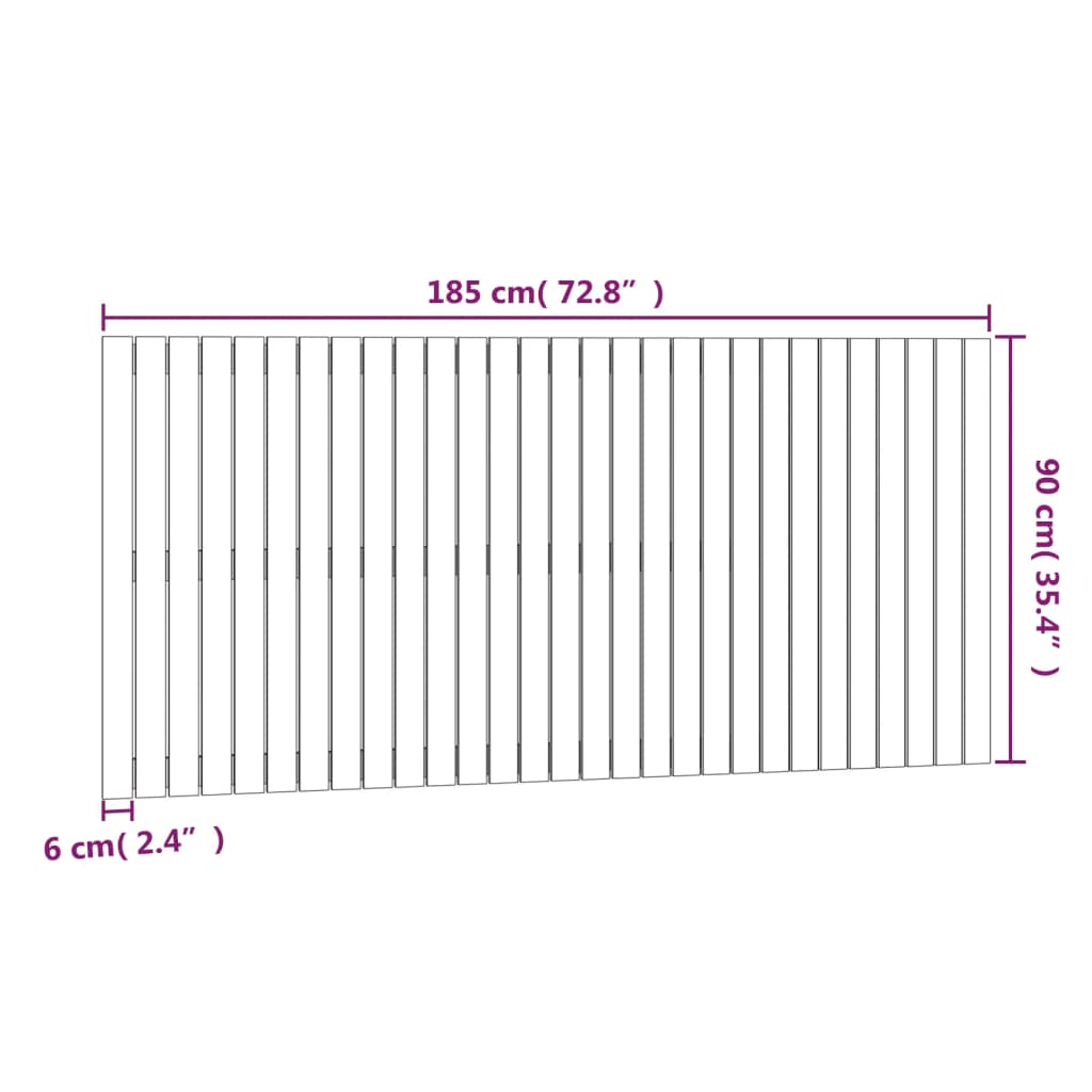 Wall Headboard Honey Brown 185x3x90 cm Solid Wood Pine