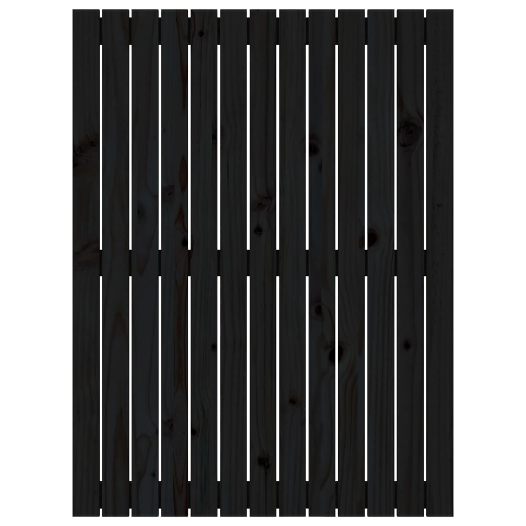 Wall Headboard Black 82.5x3x110 cm Solid Wood Pine