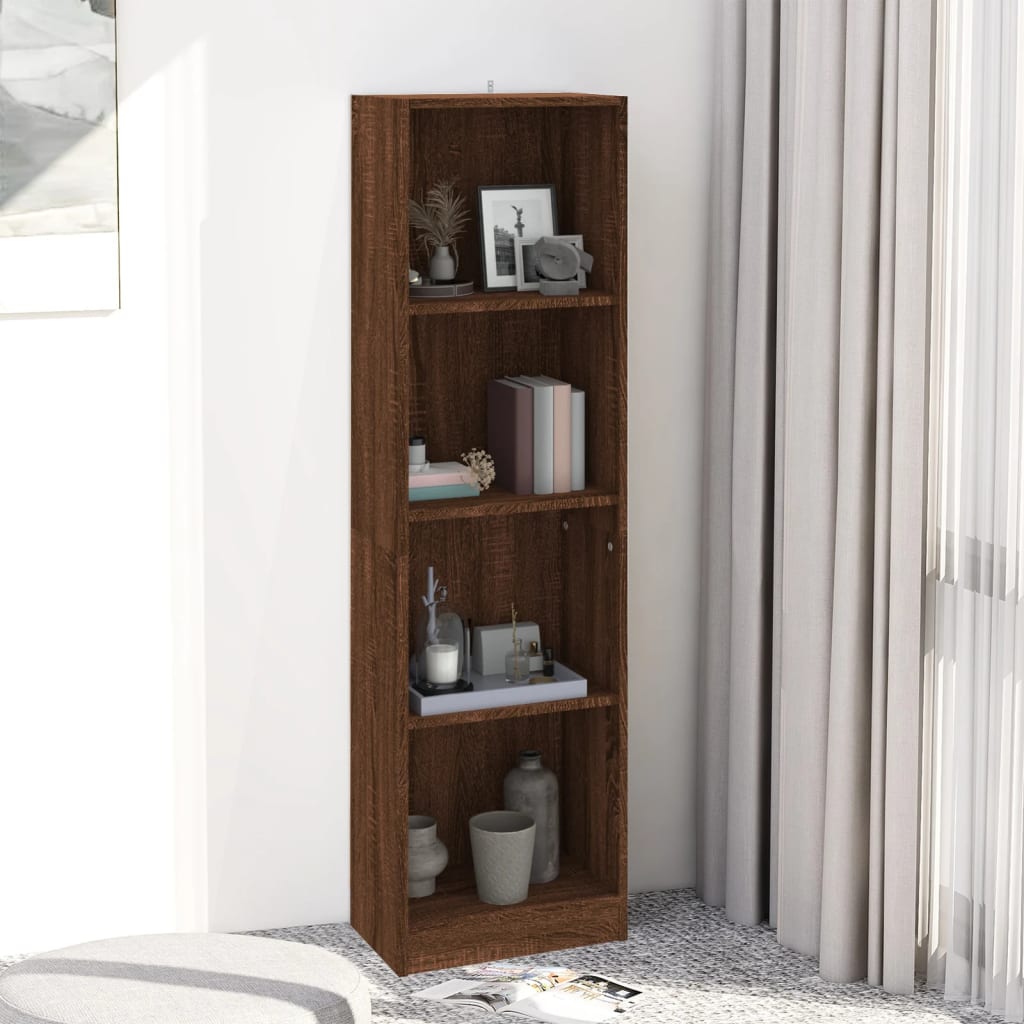 4-Tier Book Cabinet Brown Oak 40x24x143 cm Engineered Wood