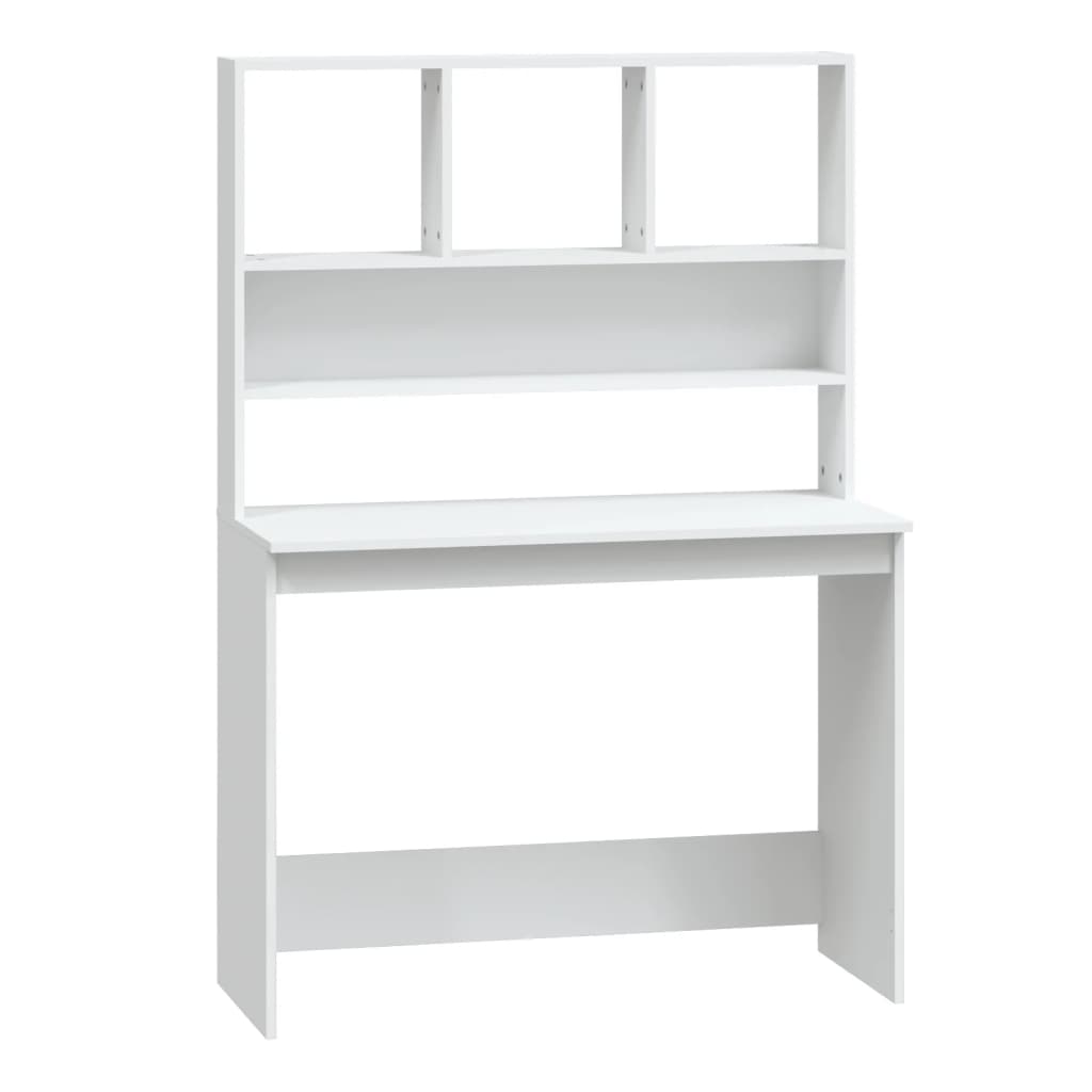 Modern Wooden Office Gaming Computer Desk Table With Open Storage Shelves