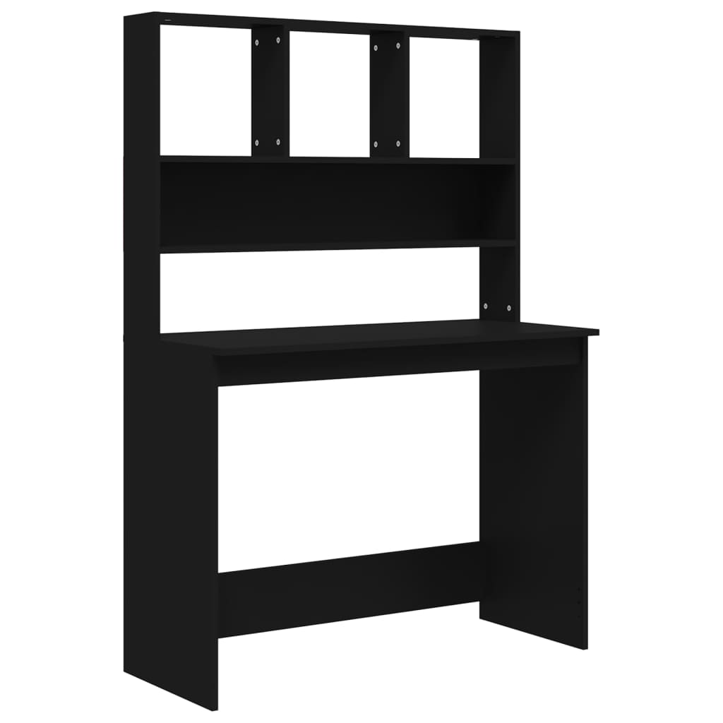 Modern Wooden Office Gaming Computer Desk Table With Open Storage Shelves