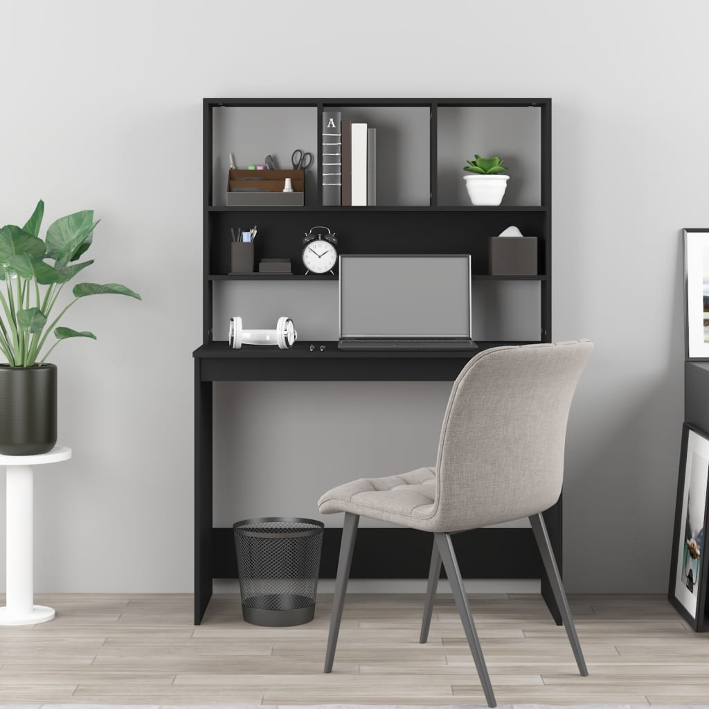 Modern Wooden Office Gaming Computer Desk Table With Open Storage Shelves