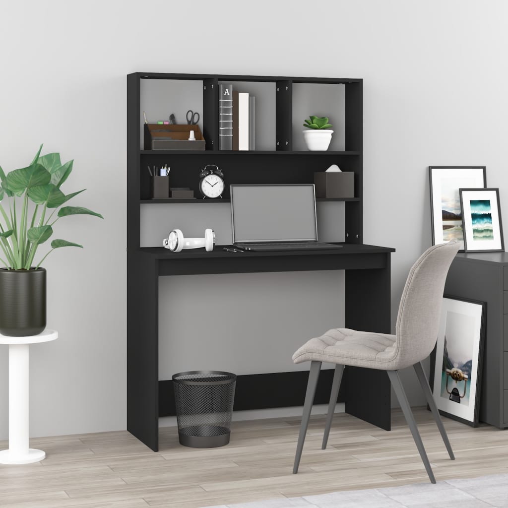 Modern Wooden Office Gaming Computer Desk Table With Open Storage Shelves