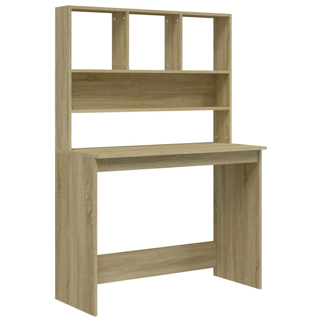 Modern Wooden Office Gaming Computer Desk Table With Open Storage Shelves