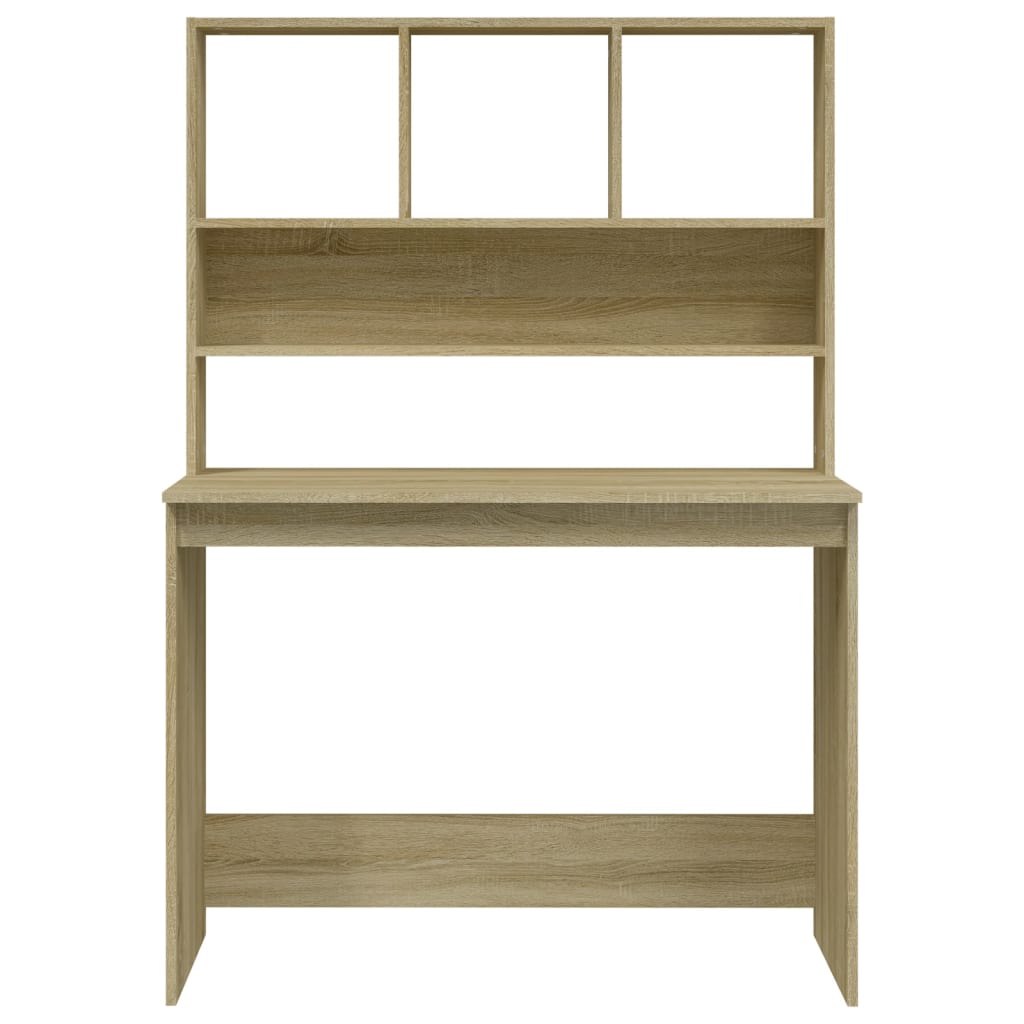 Modern Wooden Office Gaming Computer Desk Table With Open Storage Shelves