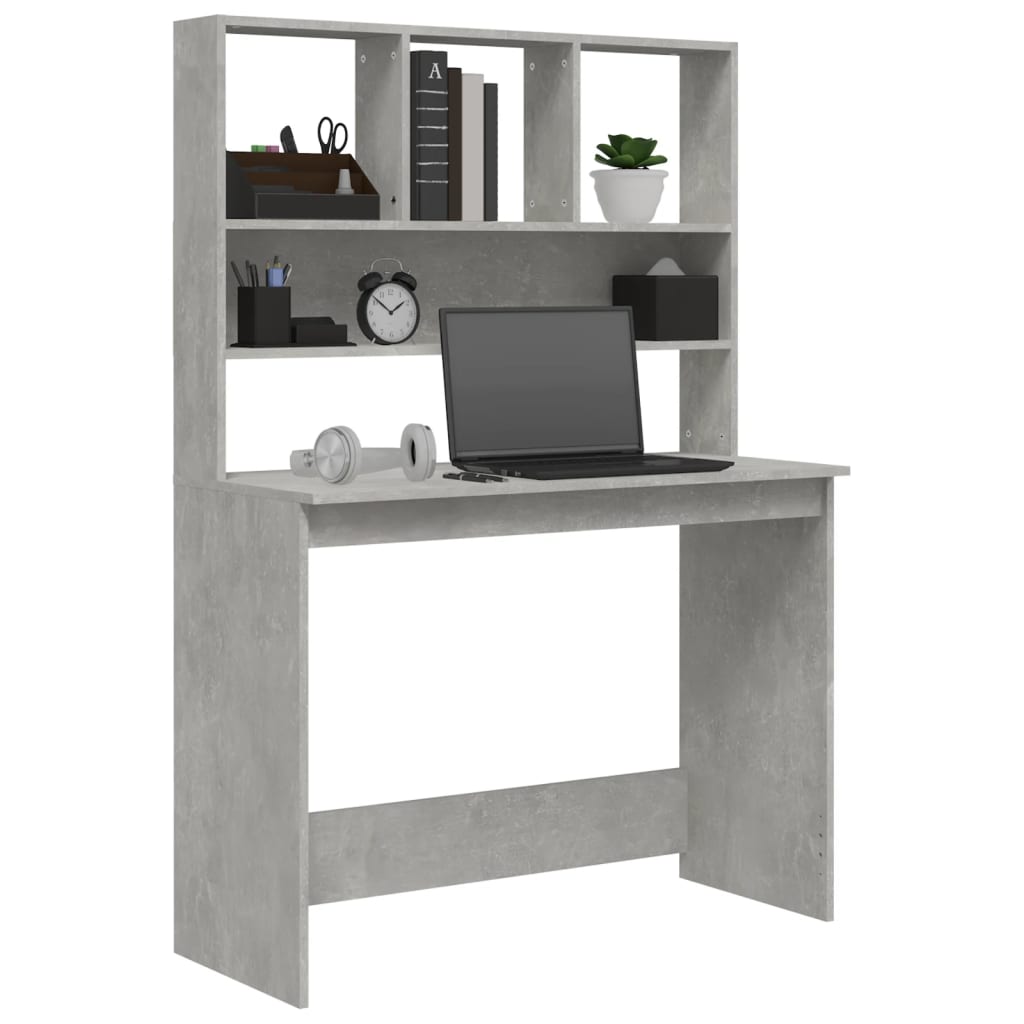 Modern Wooden Office Gaming Computer Desk Table With Open Storage Shelves