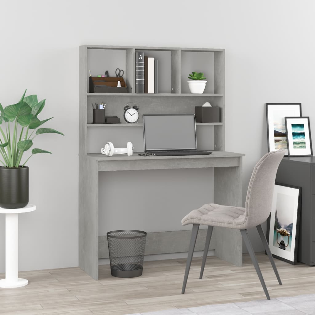 Modern Wooden Office Gaming Computer Desk Table With Open Storage Shelves