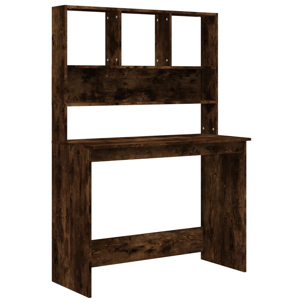 Modern Wooden Office Gaming Computer Desk Table With Open Storage Shelves