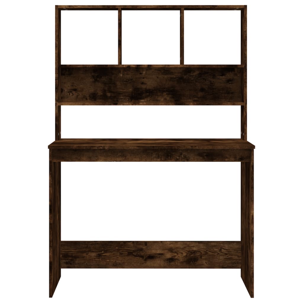 Modern Wooden Office Gaming Computer Desk Table With Open Storage Shelves