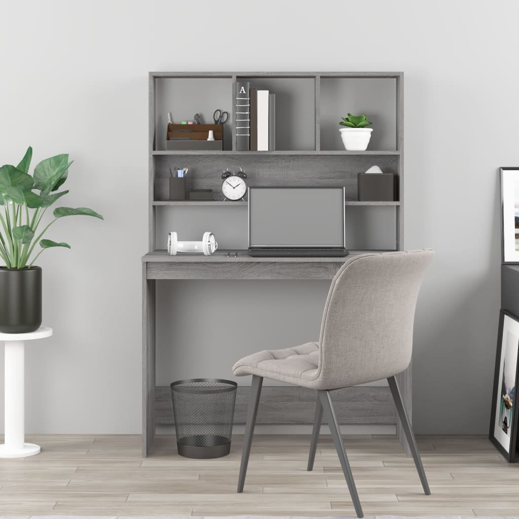 Modern Wooden Office Gaming Computer Desk Table With Open Storage Shelves