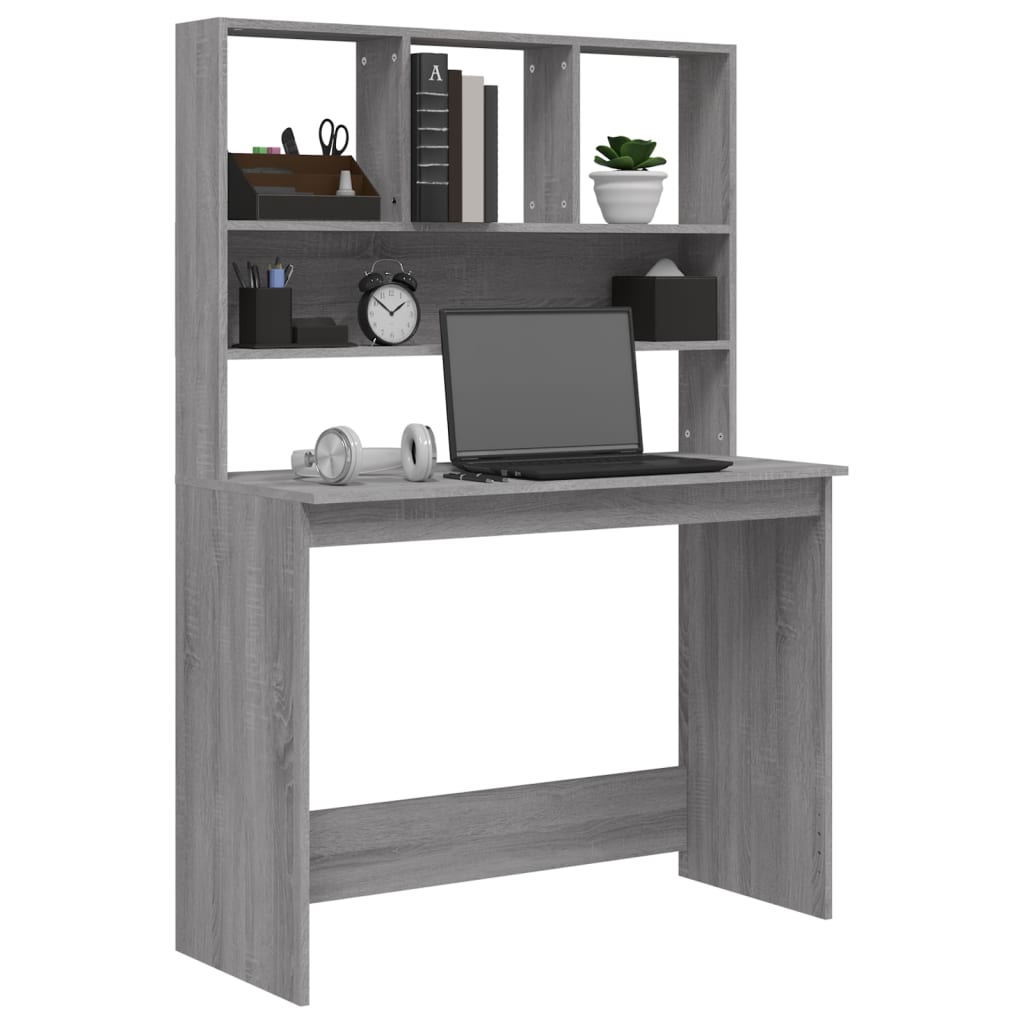 Modern Wooden Office Gaming Computer Desk Table With Open Storage Shelves