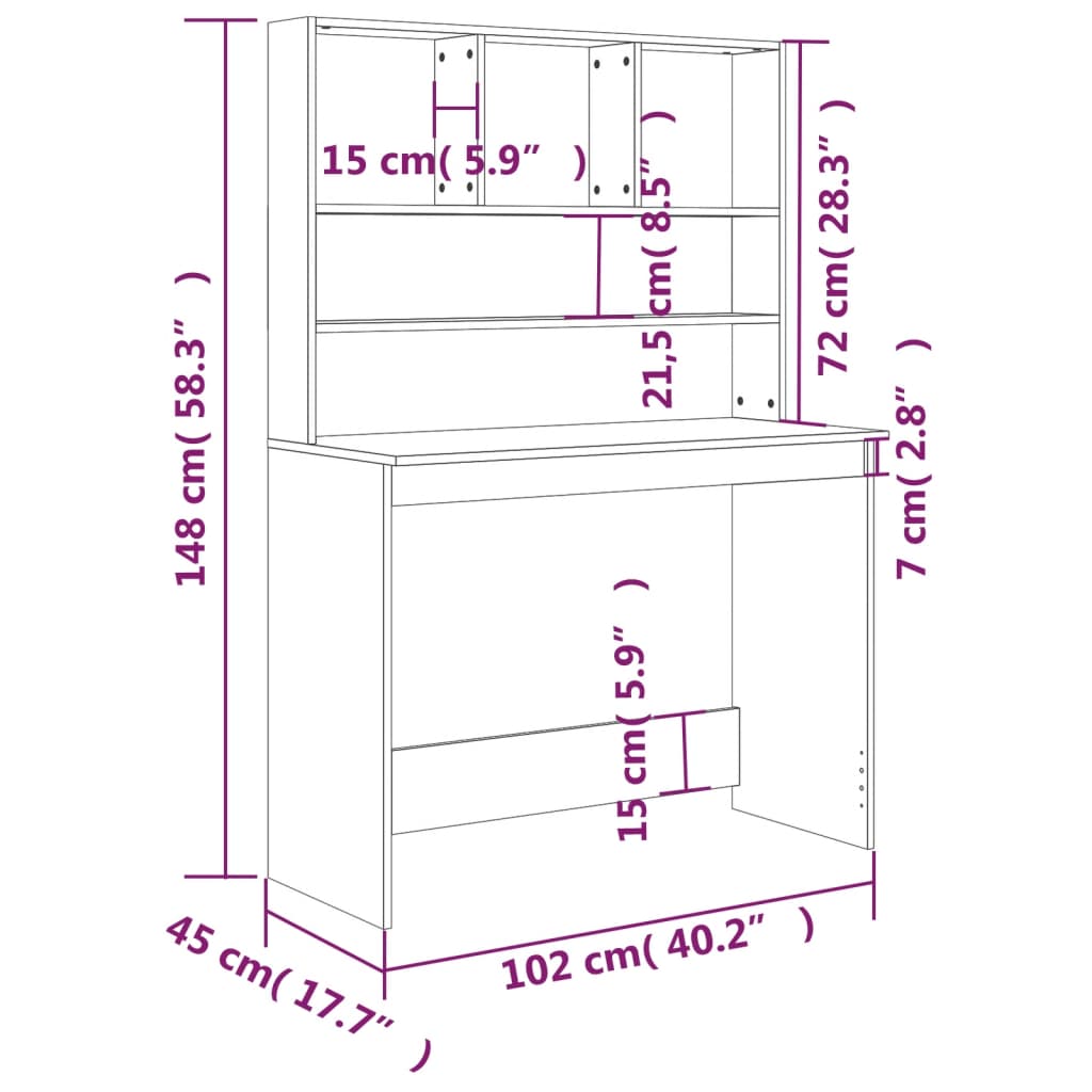 Modern Wooden Office Gaming Computer Desk Table With Open Storage Shelves
