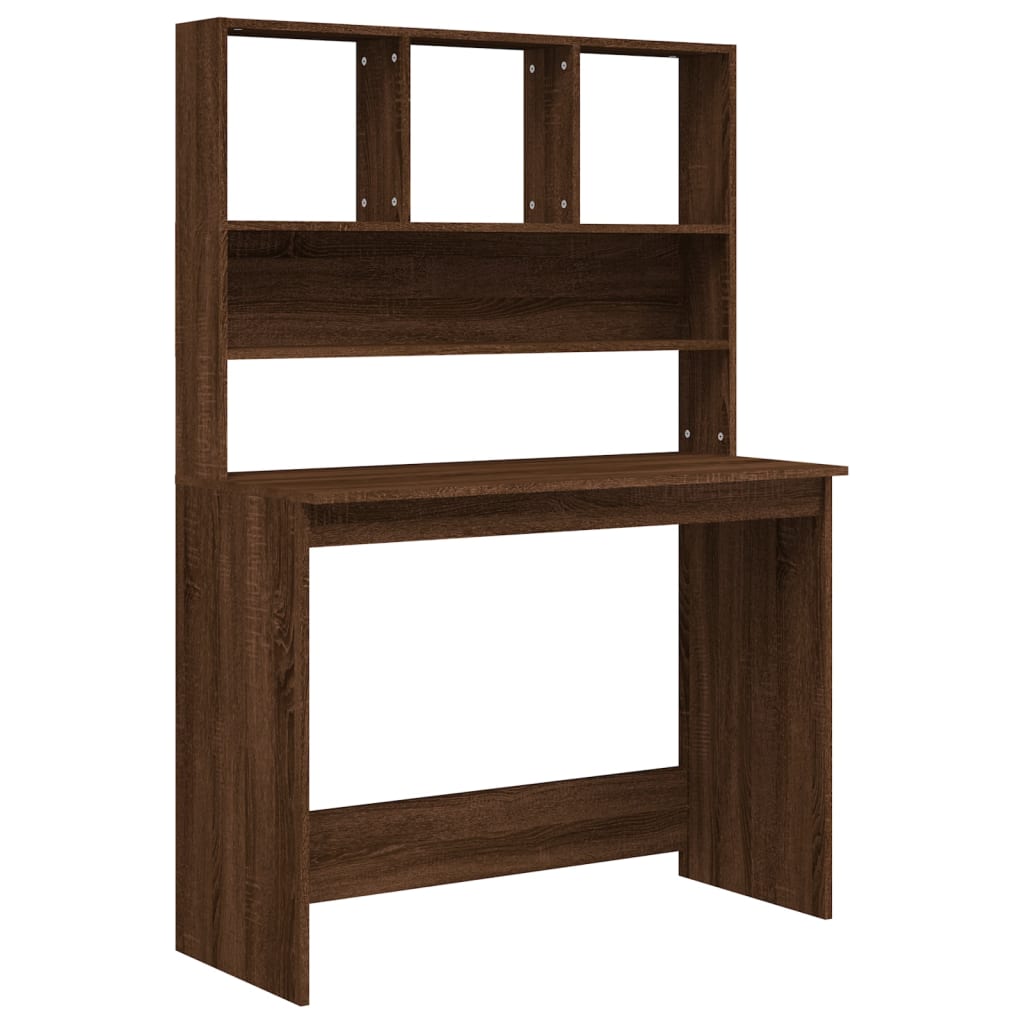Modern Wooden Office Gaming Computer Desk Table With Open Storage Shelves