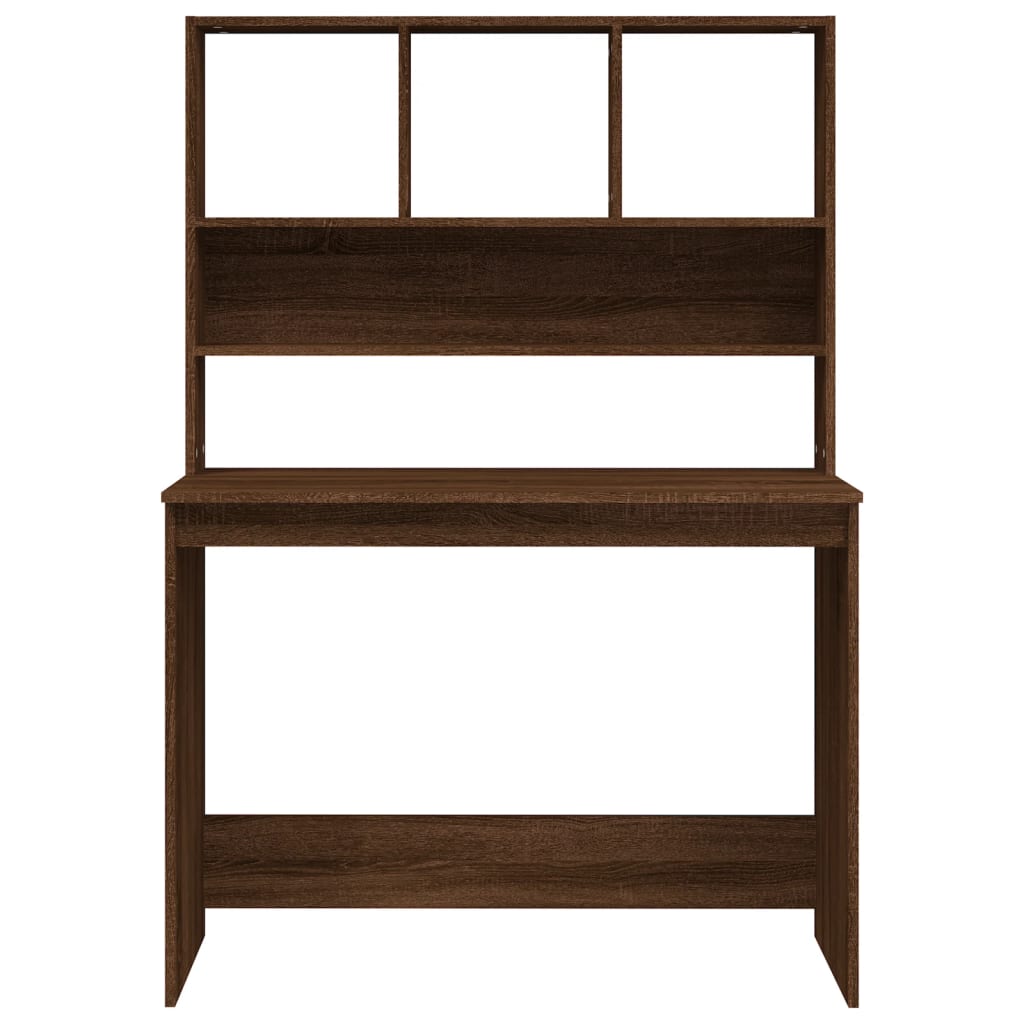 Modern Wooden Office Gaming Computer Desk Table With Open Storage Shelves