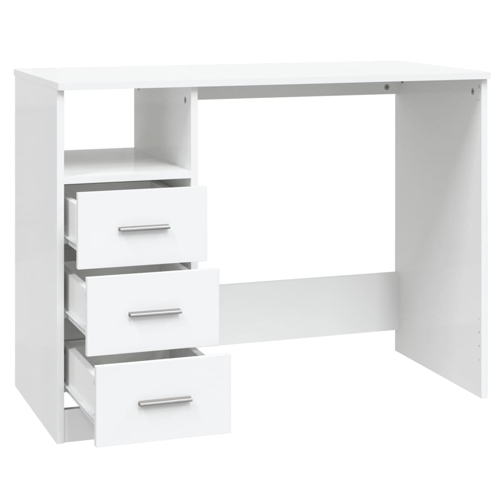 Modern Wooden Home Office Computer Desk Table With 3 Storage Drawers Wood