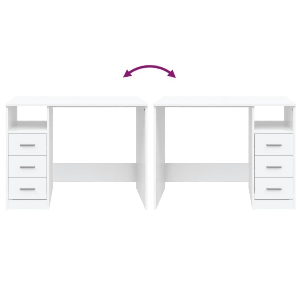 Modern Wooden Home Office Computer Desk Table With 3 Storage Drawers Wood