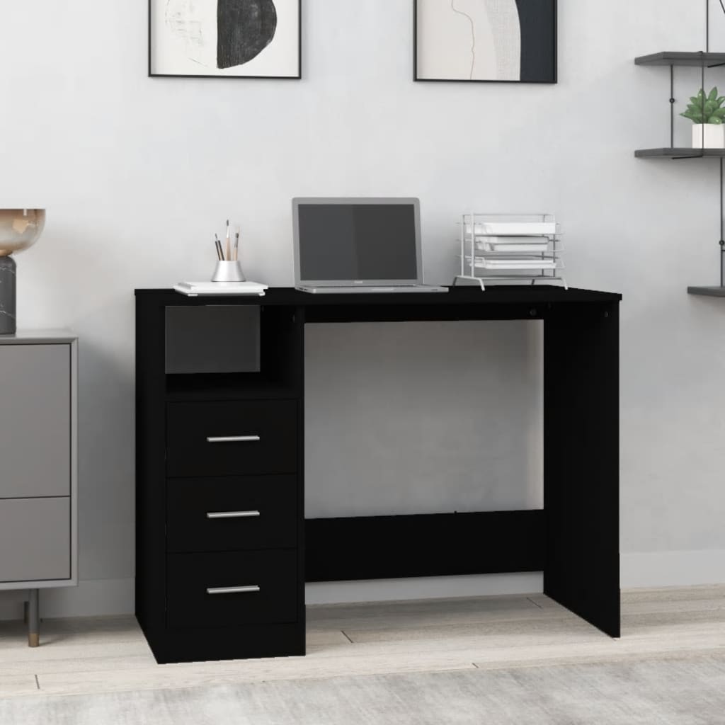 Modern Wooden Home Office Computer Desk Table With 3 Storage Drawers Wood