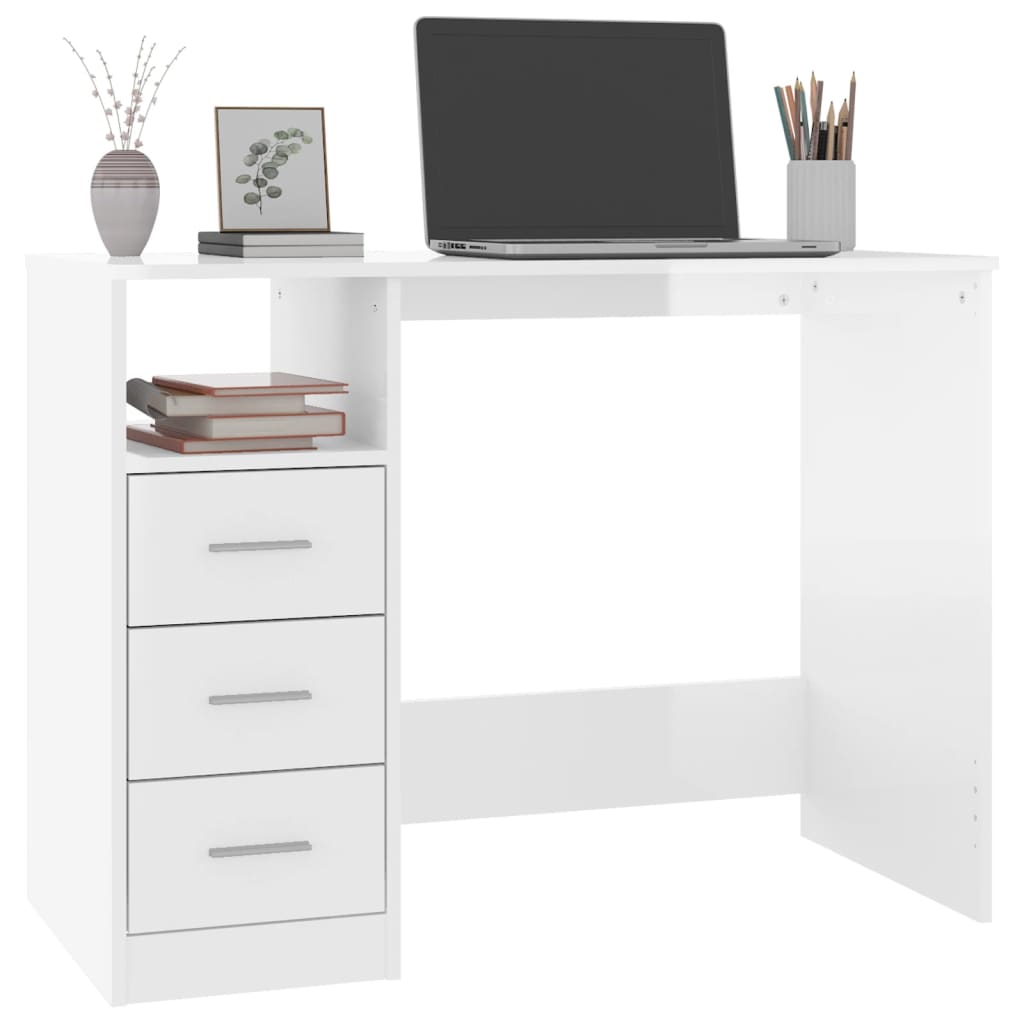 Modern Wooden Home Office Computer Desk Table With 3 Storage Drawers Wood
