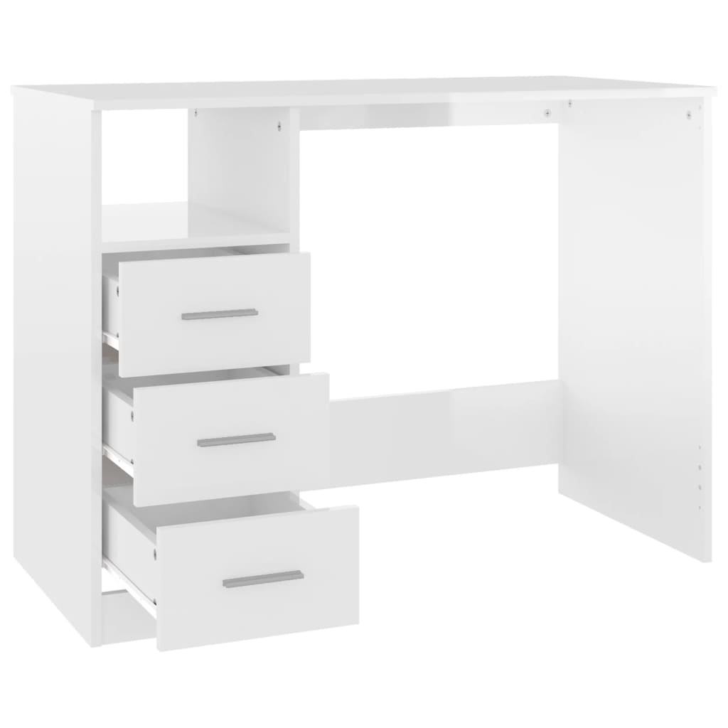 Modern Wooden Home Office Computer Desk Table With 3 Storage Drawers Wood