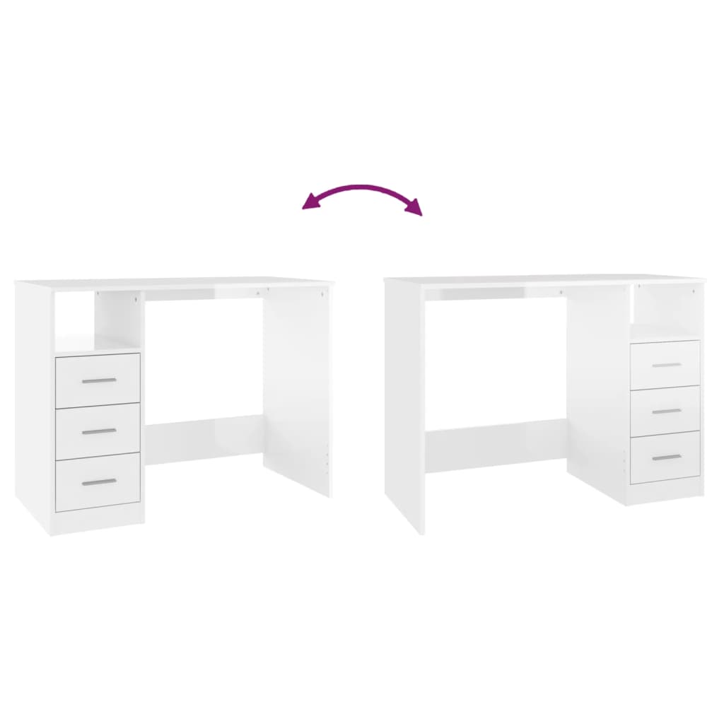 Modern Wooden Home Office Computer Desk Table With 3 Storage Drawers Wood