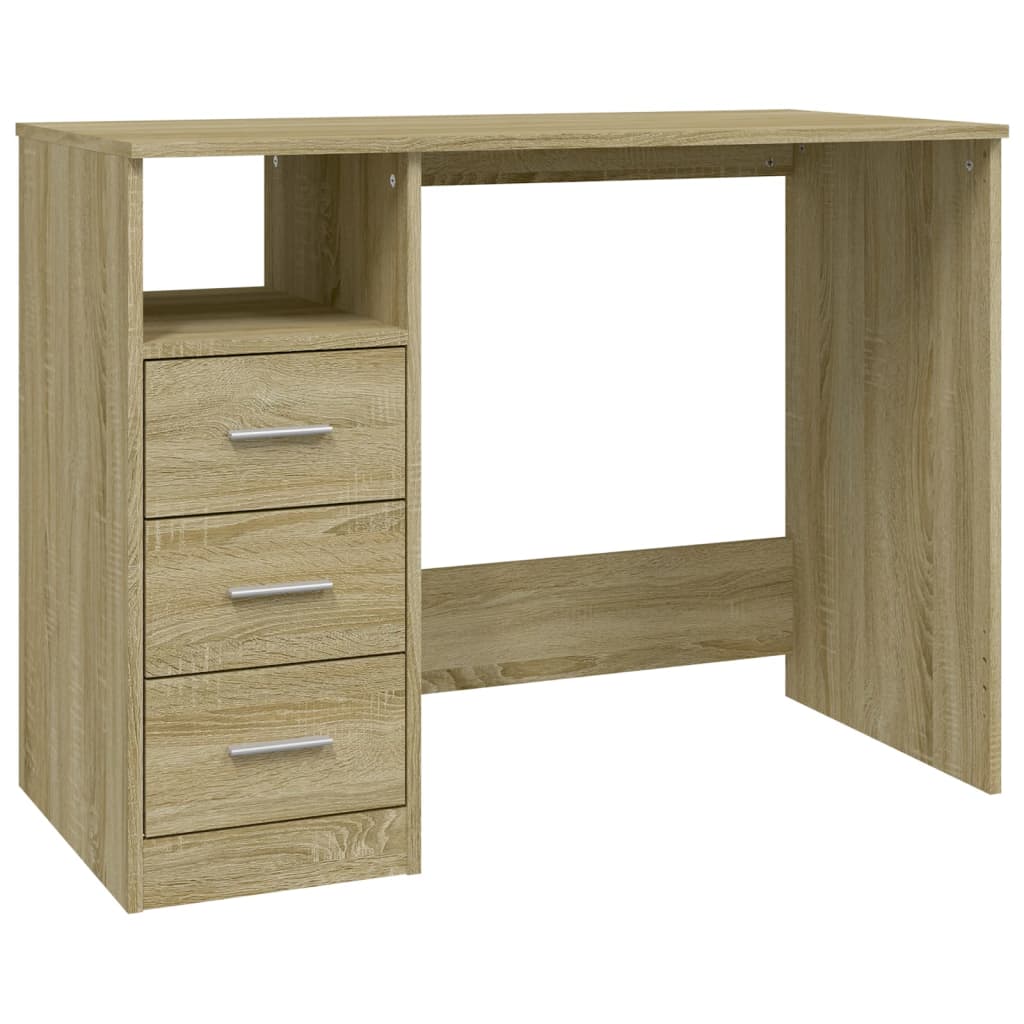 Modern Wooden Home Office Computer Desk Table With 3 Storage Drawers Wood