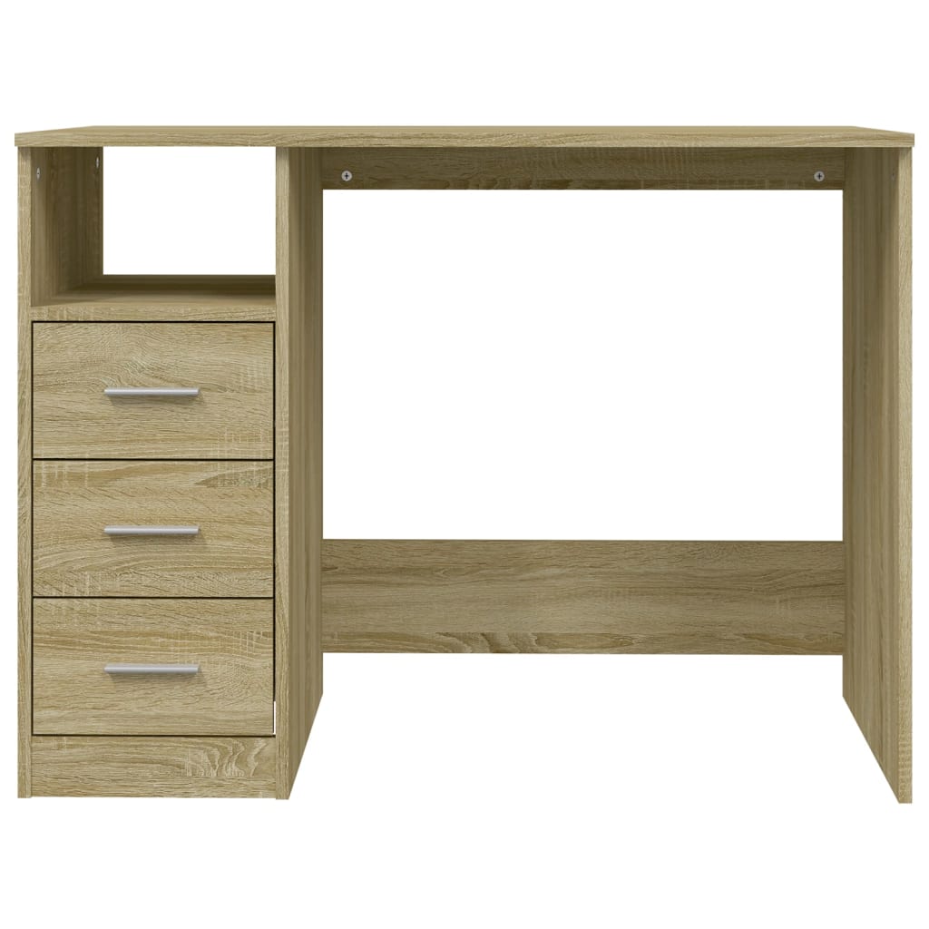 Modern Wooden Home Office Computer Desk Table With 3 Storage Drawers Wood