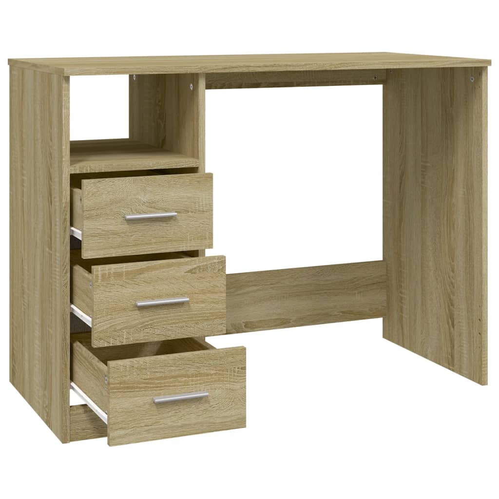 Modern Wooden Home Office Computer Desk Table With 3 Storage Drawers Wood