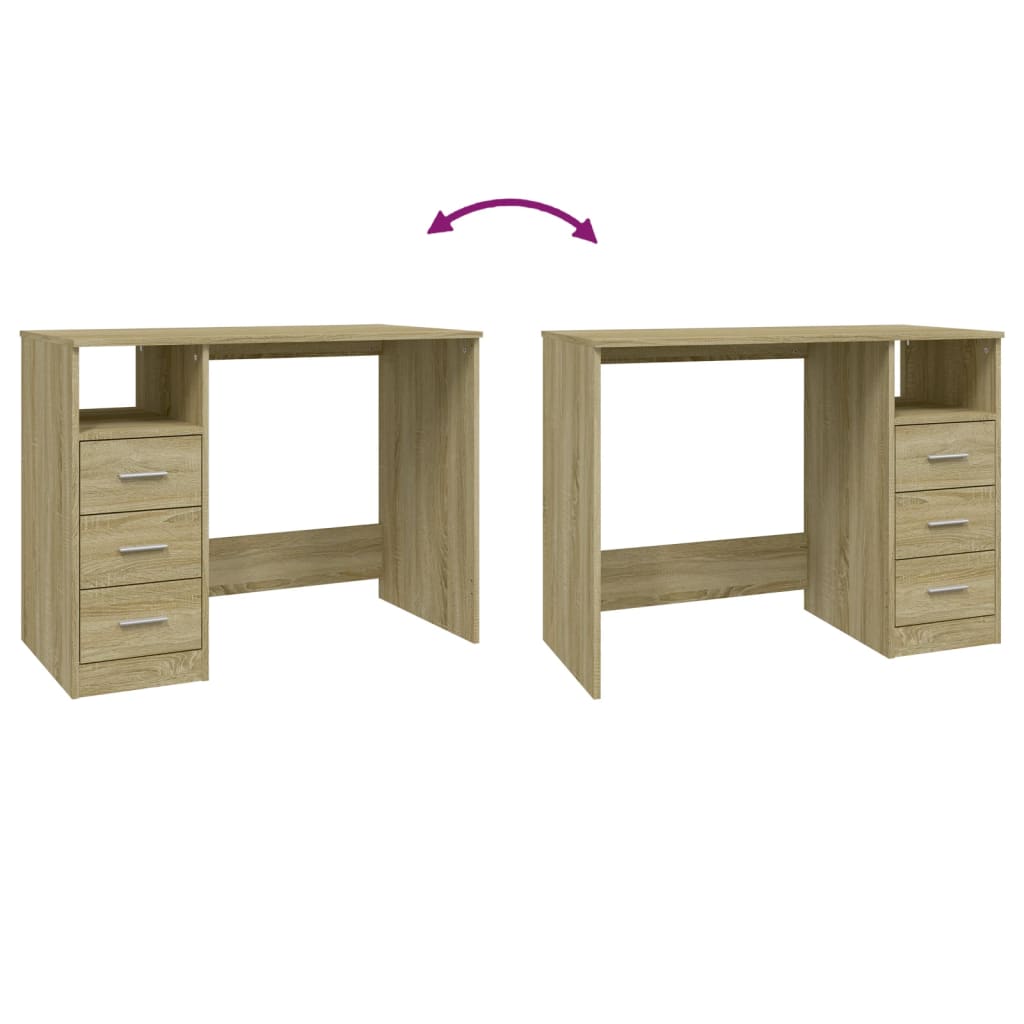 Modern Wooden Home Office Computer Desk Table With 3 Storage Drawers Wood