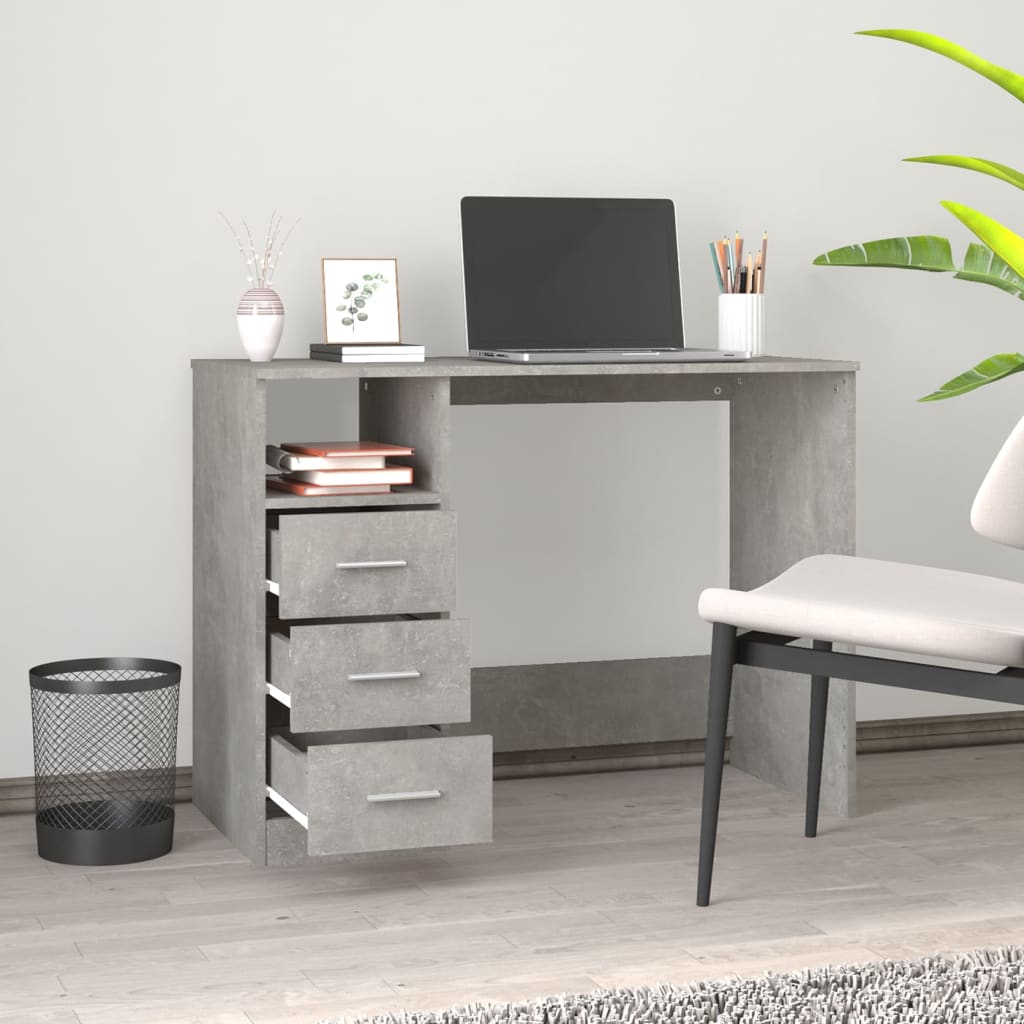 Modern Wooden Home Office Computer Desk Table With 3 Storage Drawers Wood