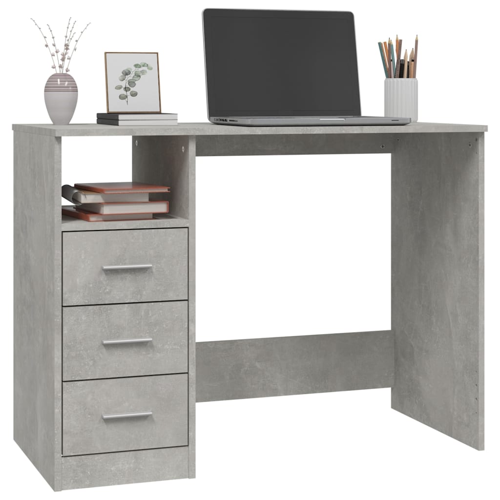 Modern Wooden Home Office Computer Desk Table With 3 Storage Drawers Wood