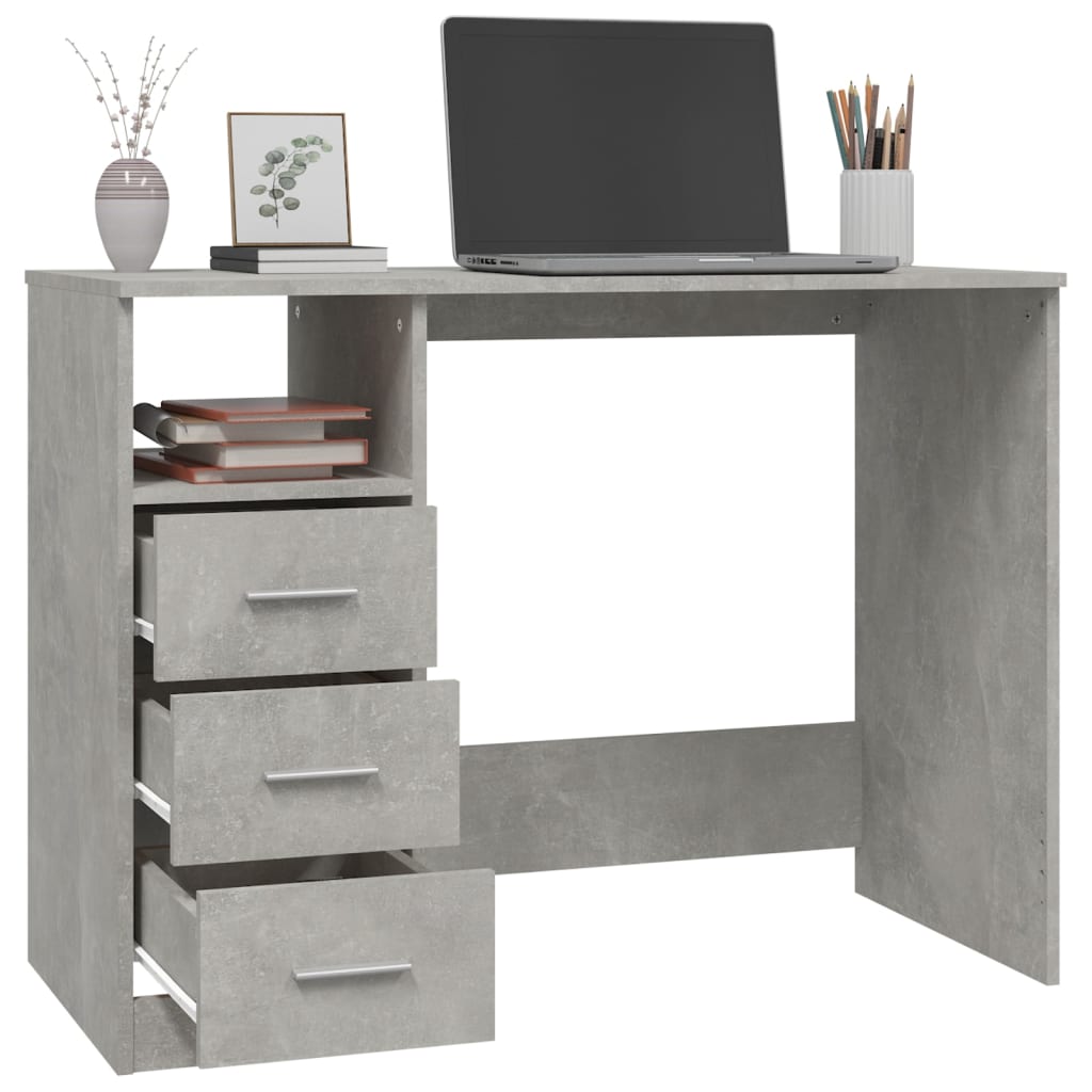 Modern Wooden Home Office Computer Desk Table With 3 Storage Drawers Wood