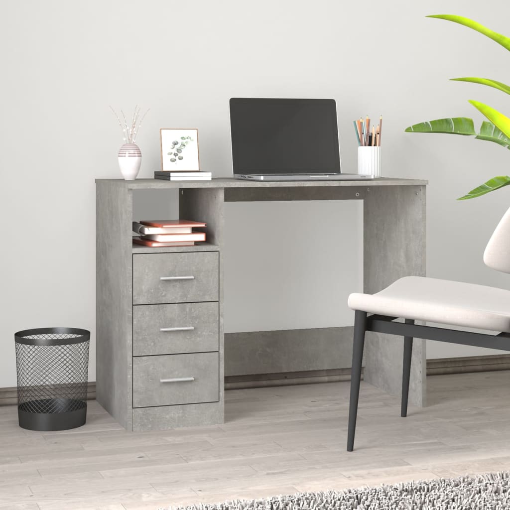Modern Wooden Home Office Computer Desk Table With 3 Storage Drawers Wood
