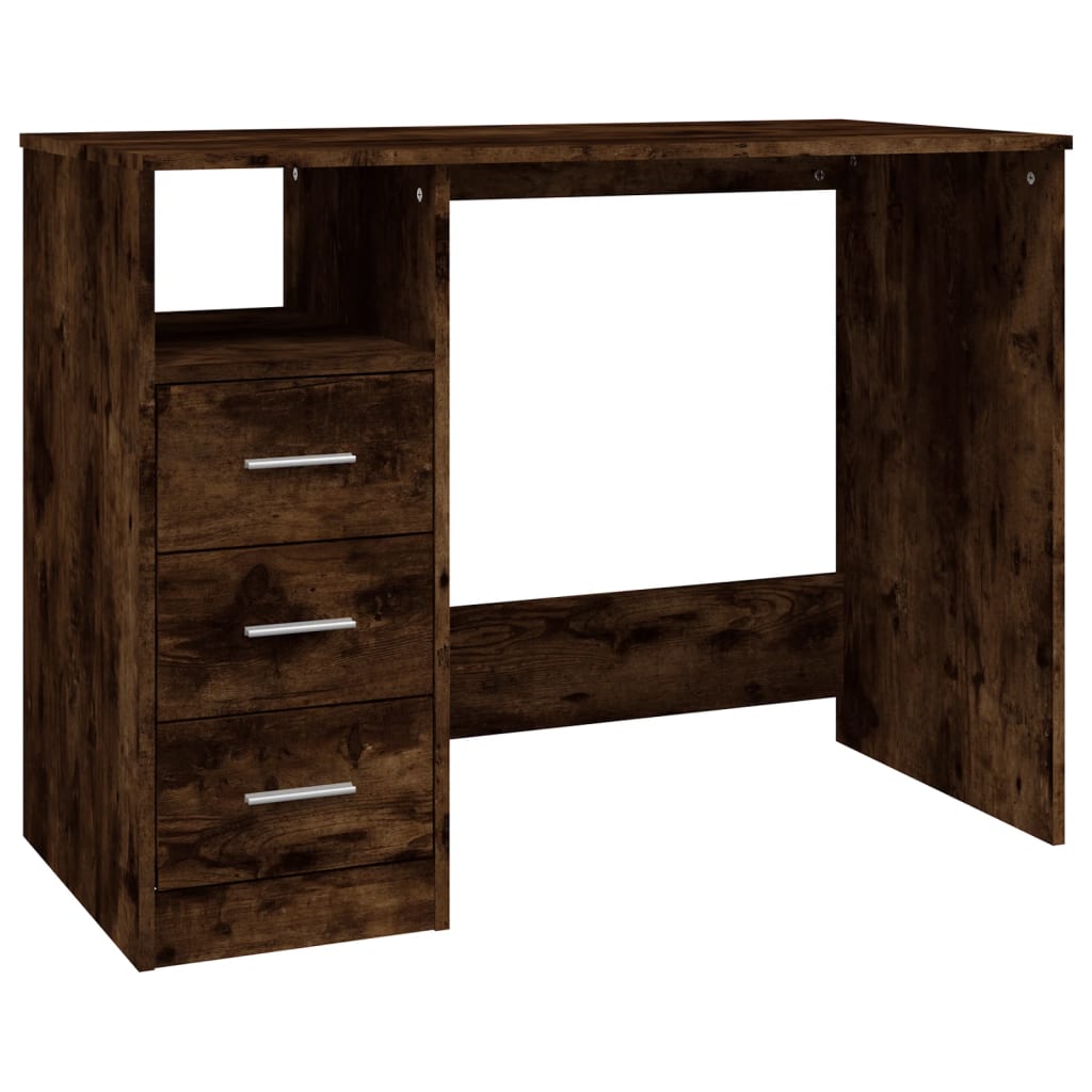 Modern Wooden Home Office Computer Desk Table With 3 Storage Drawers Wood