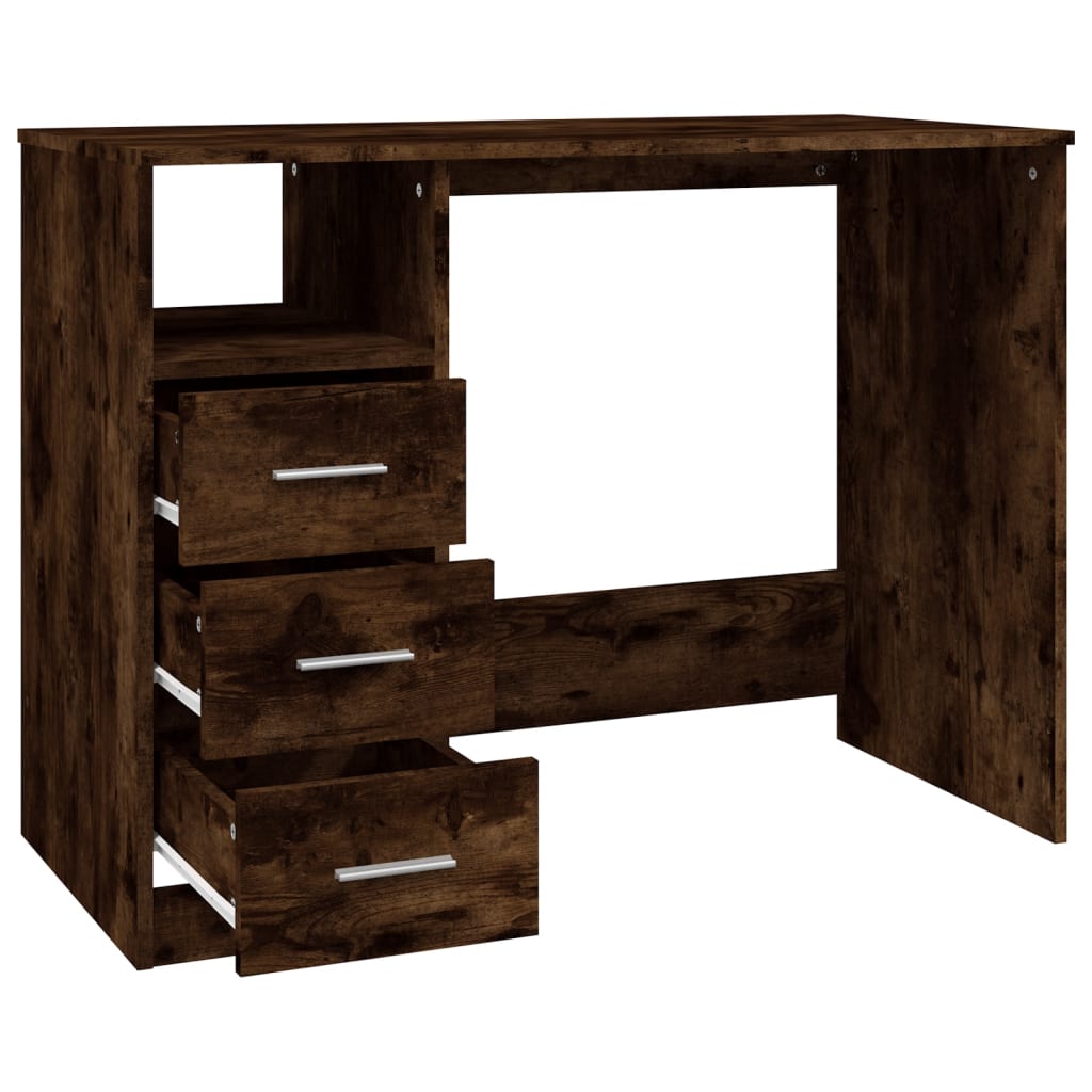 Modern Wooden Home Office Computer Desk Table With 3 Storage Drawers Wood